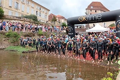 Nos organisations 1 us Bergerac triathlon départ natation triathlon 2024